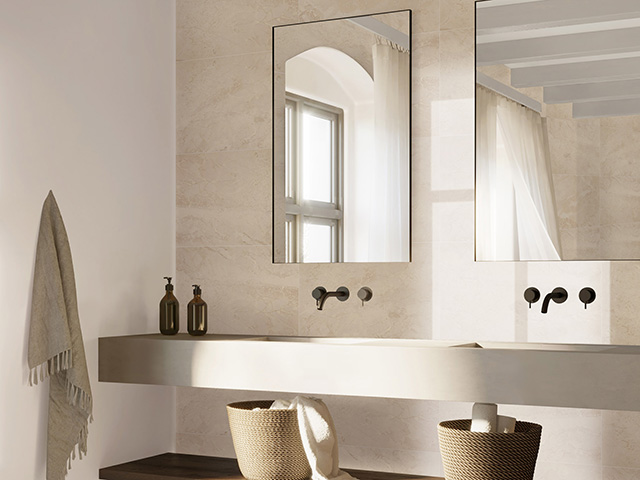 De look van echte badkamertegels